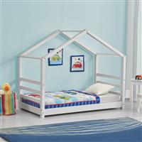 Kinderbed houten bed huisbed met bedbodem 80x160 wit