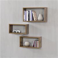 Wandplank Mandal set van 3 houtkleurig donker