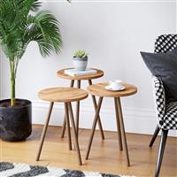 [en.casa] Bijzettafel set van 3 Hjørring rond houtkleurig
