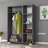 [en.casa] Kledingkast 123x90x30 cm Nesbyen antraciet