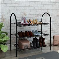 [en.casa] Schoenenrek Odder met 3 planken 69x68,5x32 cm metaal zwart