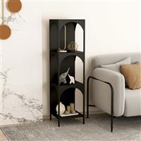 [en.casa] Open kast Akaa met planken staal 133x35x35 cm zwart