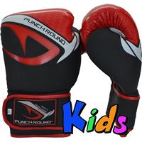 Punch Round No-Fear Bokshandschoenen Kids Zwart Rood
