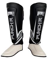 PunchR™ Electric Kickboks Muay Thai Scheenbeschermers Zwart Wit Microfiber