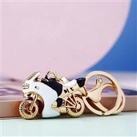 Sleutelhanger Gouden Motorfiets Wit met Zwart