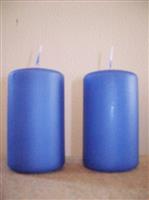 Cilinderkaars Blauw/ Lavendel set 2stuks