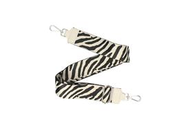 Bagstrap Zebra beige in combinatie leer en polyester, zilverkleurige sluiting