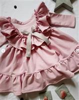 Tricot Ruffle  jurk Poederroze 92/98