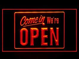 OPEN neon bord lamp LED verlichting reclame lichtbak #27 COME IN *RED*