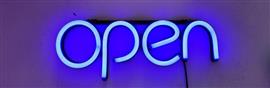 Open neon bord verlichting lamp licht kunststof 3D *blauw*