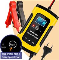 Accu druppel lader druppellader auto acculader 12V + LCD display *geel*