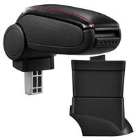 Armsteun Fiat 500 2007-2015 kunstleer zwart met rood stiksel