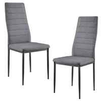 Eetkamerstoel Italië 96x43x52 cm grijs stof metaal set van 2