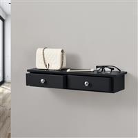 Wandplank met 2 lades zwevend MDF 60x15x10 cm zwart