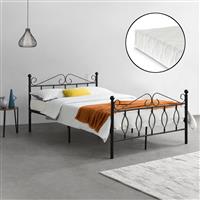 Metalen bedframe Apolda met matras zwart 140x200 cm