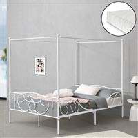 Metalen hemelbed Finstrom wit met matras 140x200 cm
