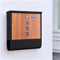 [en.casa] Brievenbus Sanitz 33,5x30,5x9,6 cm staal antraciet houtkleurig
