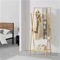 [en.casa] Bamboe kledingrek Keitele met kapstok 60x42x150 cm