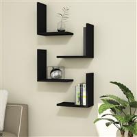 [en.casa] Wandplank set van 4 Broby zwart