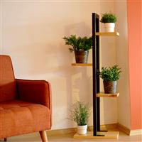 [en.casa] Plantenstandaard Lemvig 120,5x44x22 cm houtkleurig en zwart