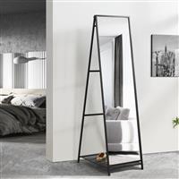 [en.casa] Spiegel vrijstaand Ruffano met plank 160x44x59,5 cm zwart