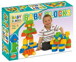 Doos met blokken en 2 onderstellen 24 stuks, Baby Blocks