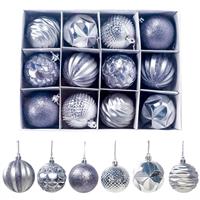 Kerstballen 12 stuks 6 cm Grijs-Zilver