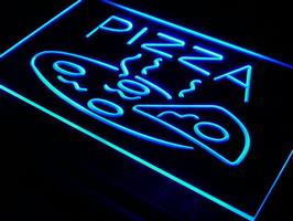 Pizza neon bord lamp LED verlichting reclame lichtbak #1 *BLAUW*