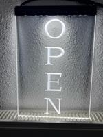 OPEN neon bord lamp LED verlichting reclame lichtbak VERTICAAL *wit*