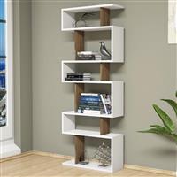 [en.casa] Boekenkast schap Brovst 157x60x20 cm wit walnootkleurig
