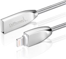 DrPhone Metalen Zinc Lightning USB Kabel – 5V – 2.4A – 1.5x Sneller laden - Versterkte draadhardheid