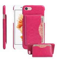iPhone 7 Premium Kaart Case PU Leder - Magenta