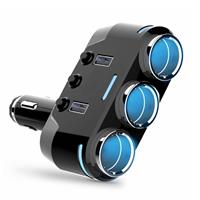 DrPhone CAR1 Multifunctionele Autolader - 3 Contactdozen -100W & 2 USB poorten 3.1A (1A / 2.1A)