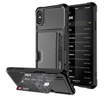 DrPhone iPhone XS MAX TPU Kaarthouder Armor Case  met Verstevigde hoeken & magnetische autohouder on