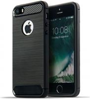iPhone SE/5S Geborsteld TPU case - Ultimate Drop Proof Siliconen Case - Carbon fiber Look