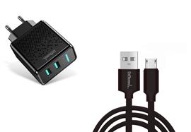 DrPhone Kevlar Pro® - 3 Meter TPE Micro-USB Kabel + 2 Poorten Thuislader -  Voor apparaten met Micro