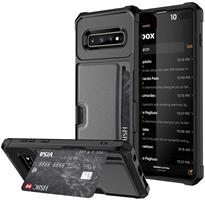 DrPhone Galaxy S10 TPU Kaarhouder Armor Case met magnetische autohouder ondersteuning - Zwart