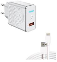 DrPhone LS3 - 18W Oplader + Kabel - Lader met LED indicator + 3 Meter Kabel - Voor o.a iPhone/iPad m