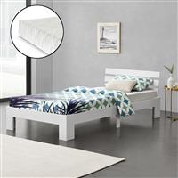 Houten bed Nivala grenen met matras 90x200 cm wit
