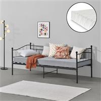 Eenpersoons slaapbank Arjeplog met matras 90x200 cm zwart