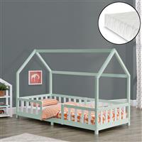 Kinderbed Sisimiut met matras 90x200 cm mint en wit