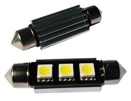 Auto LEDlamp 2 stuks | LED festoon 42mm | 3-SMD daglichtwit 6500K - heatsink | CAN-BUS 12 Volt