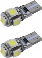 T10 autoverlichting 2 stuks | LED 5-SMD daglichtwit 6000K | CANBUS 12V DC