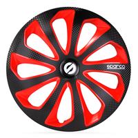 4-Delige Sparco Wieldoppenset Sicilia 13-inch zwart/rood/carbon