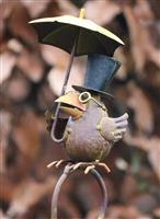 Regenmeter vogel, raaf met paraplu, hoed en bril           RM164