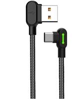 DrPhone MDD Series USB C / Type C Oplaadkabel 2.4A – Oplaadsnoer - 90 graden Haaks Nylon Gevlochten 