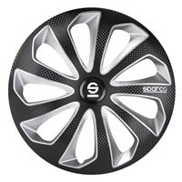 4-Delige Sparco Wieldoppenset Sicilia 14-inch zwart/zilver/carbon