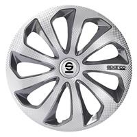 4-Delige Sparco Wieldoppenset Sicilia 14-inch zilver/grijs/carbon