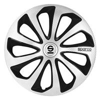 4-Delige Sparco Wieldoppenset Sicilia 14-inch zilver/zwart/carbon