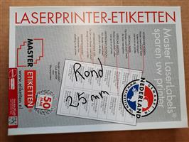 Master etiketten rond 25mm 50% korting